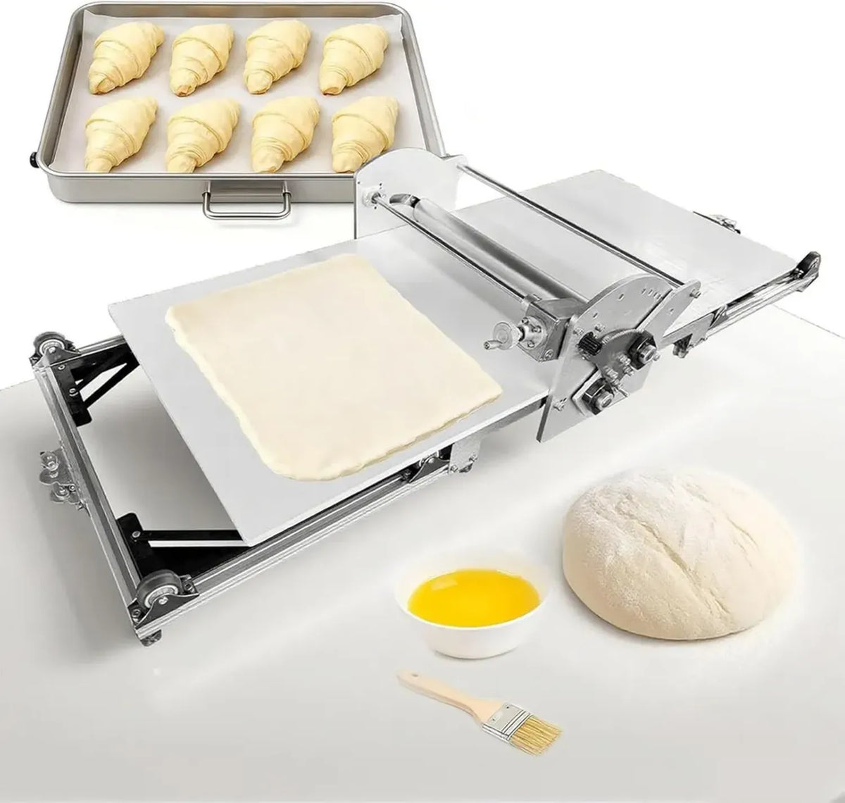 Macchina Sfogliatrice Elettrica Pieghevole per Pasticceria e Panetteria, Spessore Regolabile 2-30 mm