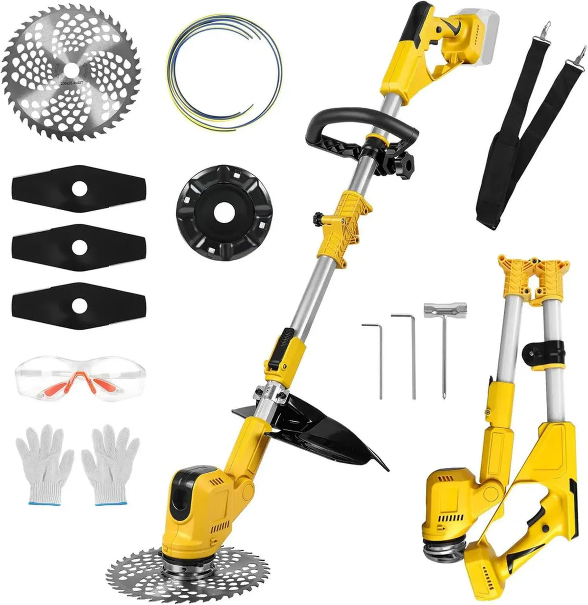Tagliaerba a batteria Dewalt con spazzola per erbacce, manico regolabile, taglio 24 cm, 9000 RPM