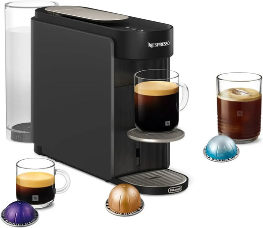 De'Longhi Nespresso Vertuo Up - Macchina da caffè automatica, 6 dimensioni tazza, serbatoio 1.4L, tecnologia Centrifusion, riscaldamento veloce, design compatto, grigio