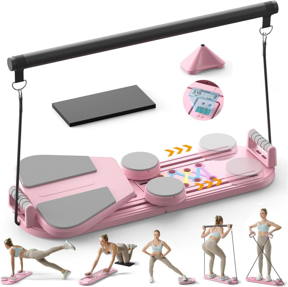 Reformer Pilates - formato compatto, display LED, uso domestico, 98x37x30 Cm