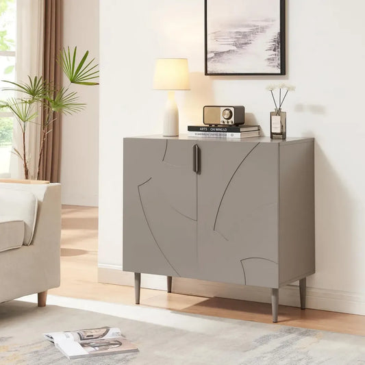 Madia Moderna Grigia con Ante Decorative per Cucina e Soggiorno