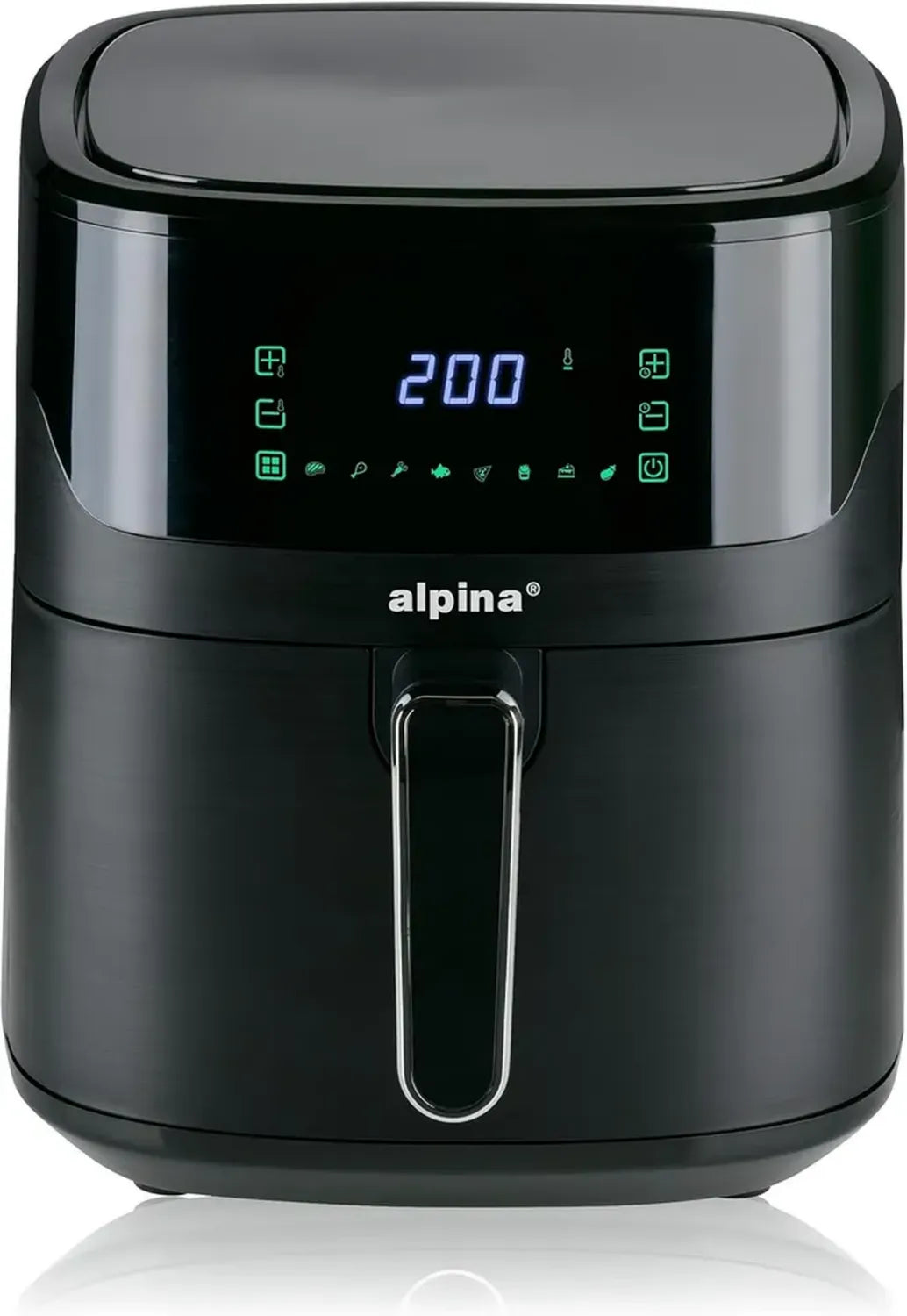 Friggitrice ad Aria 6L Alpina - Capacità Familiare per 4-6 Persone - Temperatura 80-200°C - Timer 60 Minuti - Colore Nero