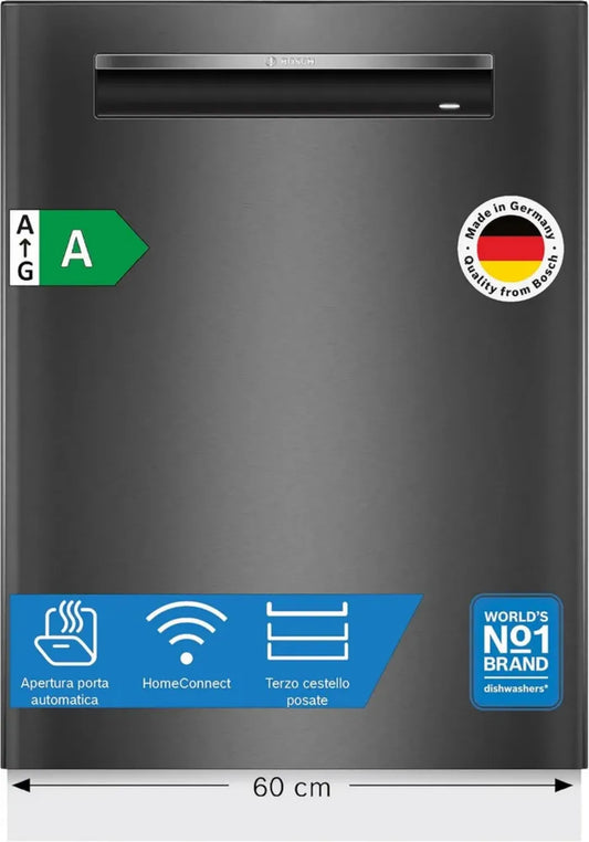 Bosch Serie 4 Lavastoviglie Incasso Smart, 14 Coperti, Motore EcoSilence, Acciaio Nero 60 cm