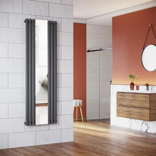 Termosifone Verticale di Design con Specchio e Porta Salviette, 1800x500 mm, Antracite