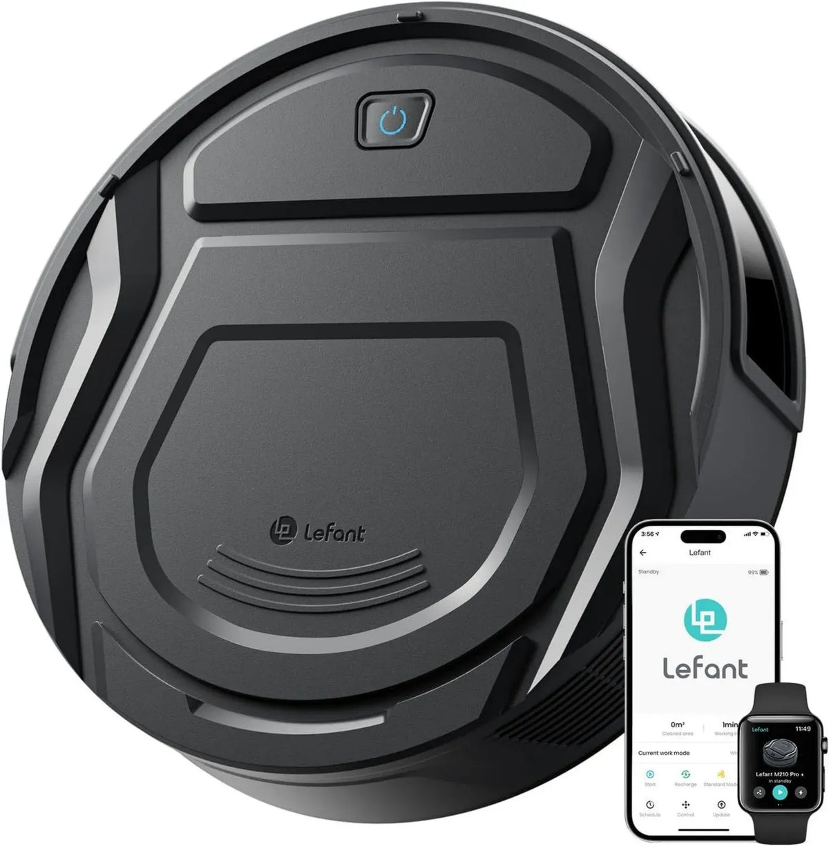 Robot Aspirapolvere LEFANT M210 Pro+, 4000Pa, 200min, Compatibile WiFi/App/Alexa, Rilevamento a 190°, Navigazione Avanzata, Design Sottile e Silenzioso, Ideale per Peli di Animali e Pavimenti Duri, Colore Nero