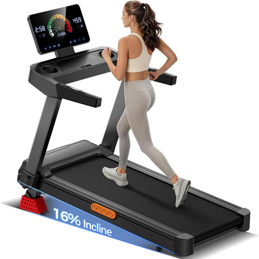 UMAY Tapis roulant - formato compatto, inclinazione regolabile, pieghevole, 180KG, 14KM/H, 5 HP, 4 Livelli