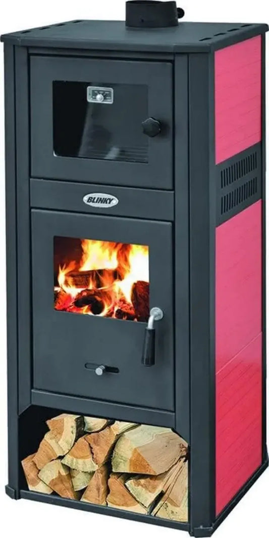 Blinky Stufa a Legna in Acciaio, Colore Rosso Elegante