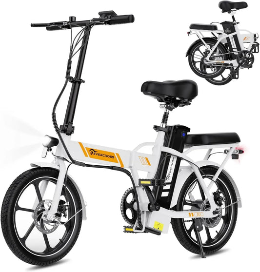 Bicicletta Elettrica EVERCROSS per Adulti, 250W, Pneumatici Grassi 16'/20', Velocità fino a 25KM/H, Batteria Rimovibile 36V/48V, Freni a Doppio Disco