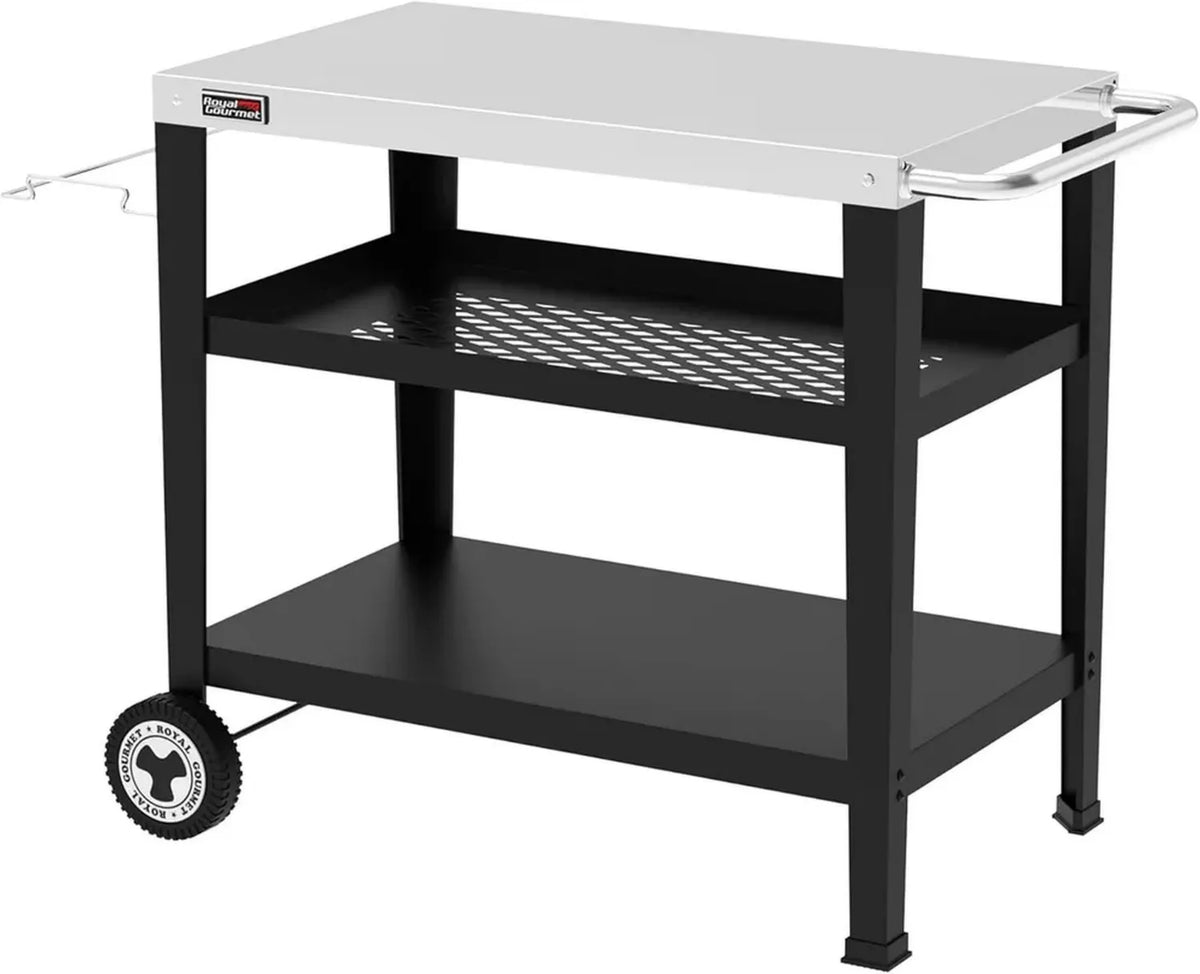 Carrello da Cucina 3 Ripiani con Porta Sacco Rifiuti, Acciaio Inox, per Esterni, Argento, 85x50 cm