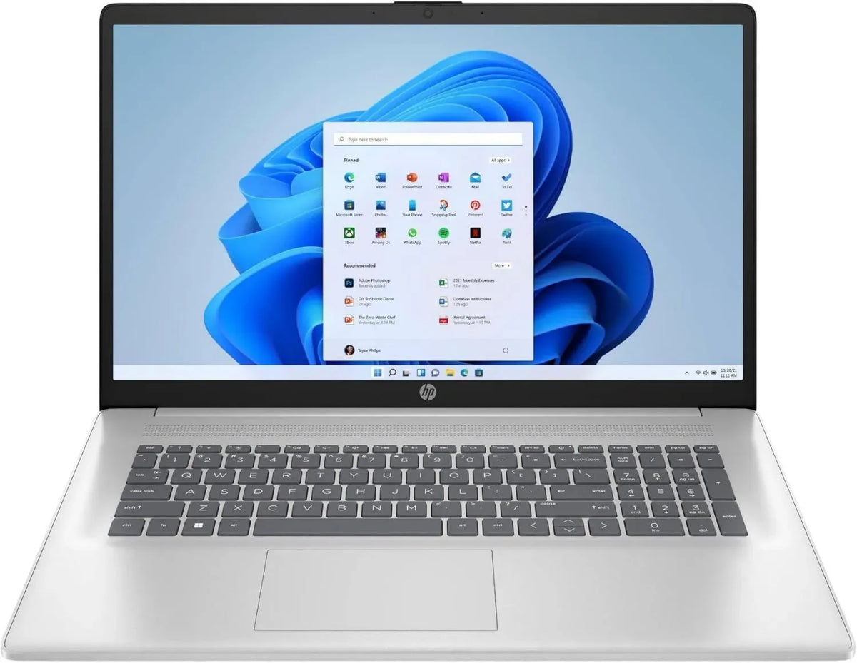 HP Laptop 17' FHD, AMD Ryzen 7, RAM 16GB, SSD 512GB, Wi-Fi 6, Windows 11, Argento