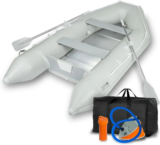 Gommone Gonfiabile EBERTH per Pesca in PVC Resistente, 3-8 Persone, Pagaie, Motore Fino a 50 CV, Kit Riparazione e Accessori