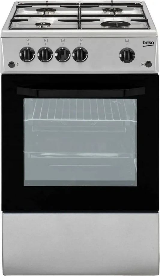 Beko Cucina Elettrica 4 Fuochi Gas, Forno Elettrico Classe B, 50x50 cm, Inox