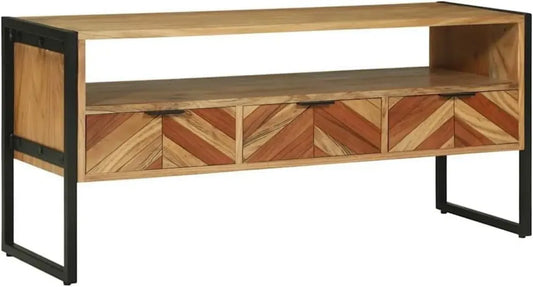 Mobile TV in Legno di Acacia Moderna con Cassetti Design Chevron