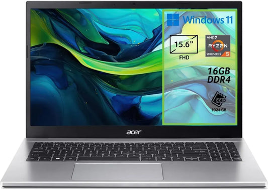 Acer Aspire Go 15 Notebook, AMD Ryzen 5, 16GB RAM, 1TB SSD, Display 15.6' FHD, Windows 11, Argento