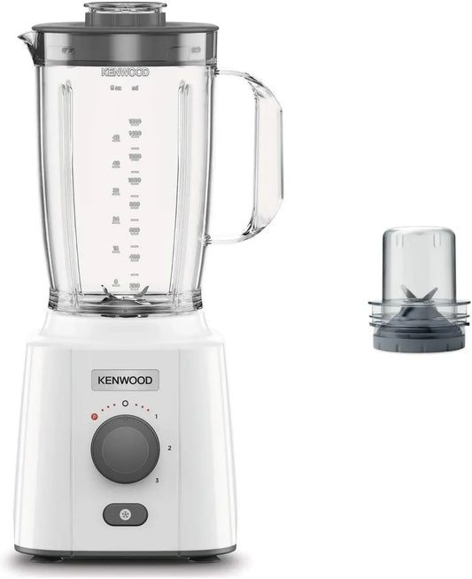 Kenwood Frullatore BLP41.C0WH 2L, Lame Acciaio, 3 Velocità + Pulse, Antiscivolo, Accessorio Tritatutto, Bianco/Grigio