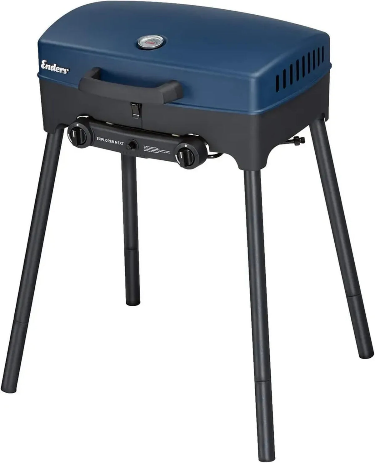 Grill a Gas Portatile Enders Explorer Next, BBQ da Campeggio con 2 Bruciatori in Acciaio Inox, Tavolo Multifunzionale con Gambe Rimovibili, 30 mbar #210333