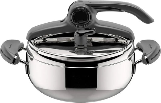Lagostina Mia - Pentola a Pressione in Acciaio Inox 18/10, 3.5L, Compatibile con Induzione e Gas, Apertura Facile, Lavabile in Lavastoviglie