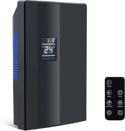 CITYBEE Deumidificatore 2000 ml con Telecomando e Timer, Modalità Sonno, Pulizia UV, Nero