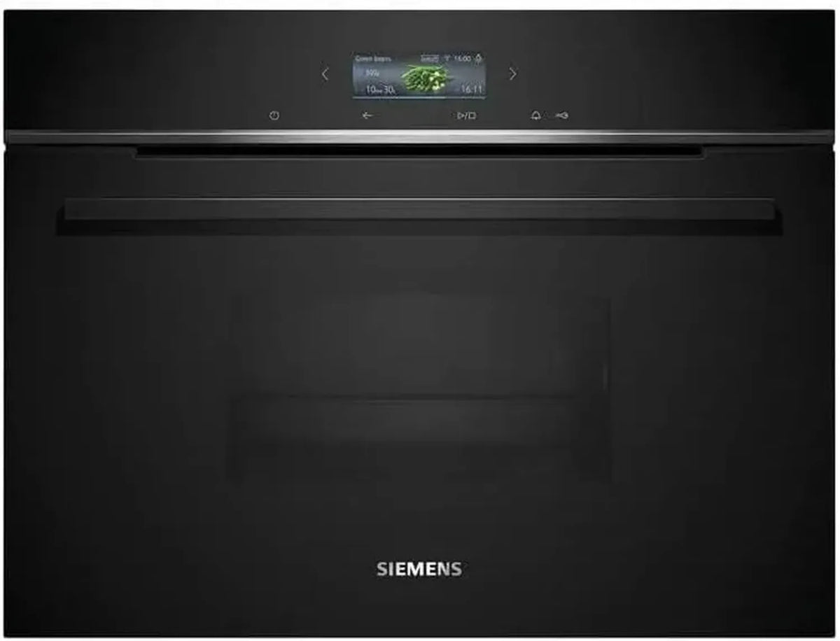Siemens iQ700 Forno a Vapore da Incasso 60 x 45 cm, Nero, Serbatoio 1.3L, Display a Colori, Funzione Rigenerazione