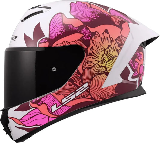 LS2, Casco Moto Integrale RAPID III, Fiori Bianchi e Rosa, XS