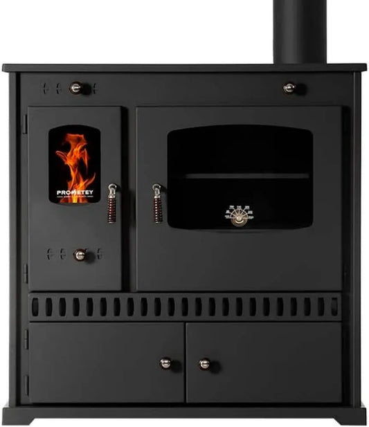 Stufa a Legna Ecologica 7 kW con Forno e Piano Cottura, Ideale per Giardino e Cucina