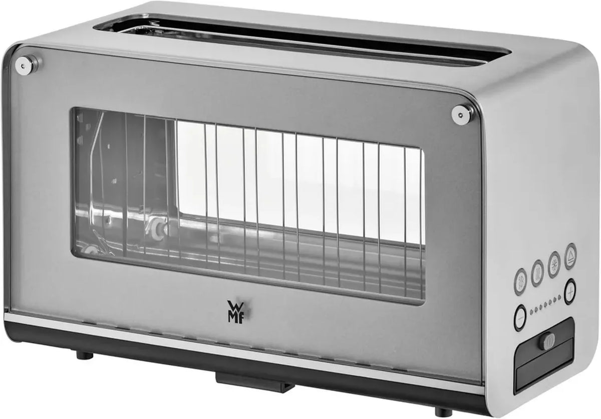 WMF Lono - Tostapane in vetro per 2 fette, XXL, riscaldamento, 7 livelli di doratura, acciaio inox opaco