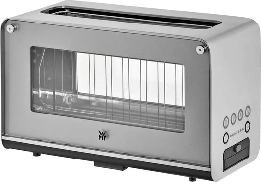 WMF Lono - Tostapane in vetro per 2 fette, XXL, riscaldamento, 7 livelli di doratura, acciaio inox opaco