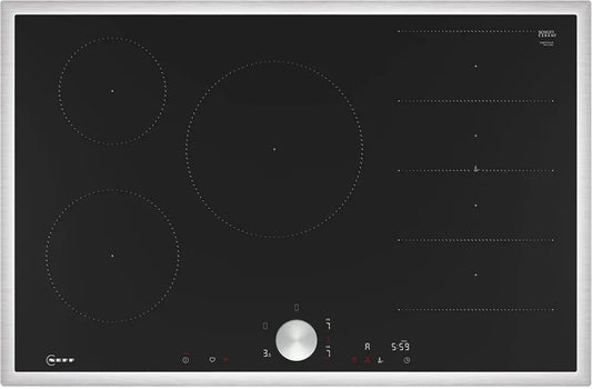 NEFF N90 Piano Cottura Induzione 80cm, Vetroceramica, Twist Pad, Flex Induction, Nero