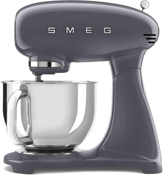Smeg Robot da Cucina Planetaria, 10 Velocità, Smooth Start, Ciotola 4,8L, Blocco Motore, Inclusi Accessori, 800W, Grigio