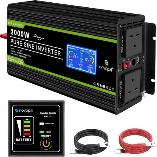 Inverter Pura Sinusoide 2000W 24V a 230V con Display LCD e Telecomando
