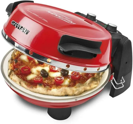 Forno Pizza G3 Ferrari Pizzeria Snack, Pietra Refrattaria Doppia, 31 cm, 1200 W, Accessori Inclusi, Rosso