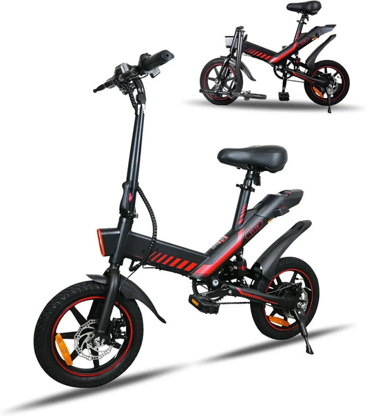 E-Bike Pieghevole 14' 250W con Batteria 36V 10.4AH, Autonomia 45 KM per Città