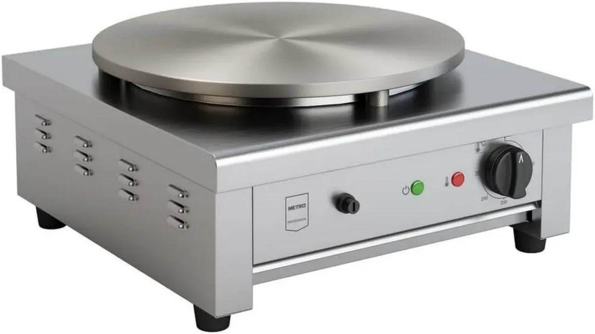 Crepiera Professionale in Acciaio con Piastra Larga 40cm, 3000W