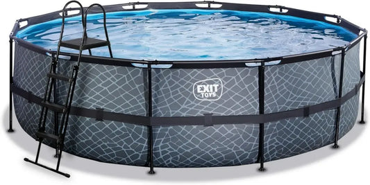 Piscina Rotonda EXIT ⌀488x122cm con Filtro a Sabbia - Grigio Elegante