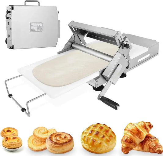 Sfogliatrice Manuale in Acciaio Inossidabile 30cm con Spessore Regolabile per Dolci e Pizza
