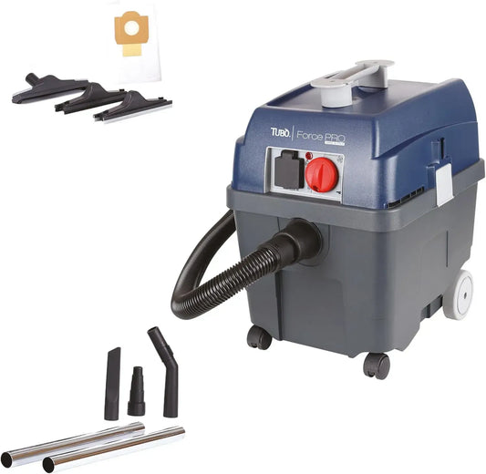 Aspirapolvere Industriale Secco/Umido TUBÒ Force PRO, 1400W, Compatibile con Elettroutensili, Prodotto in Italia