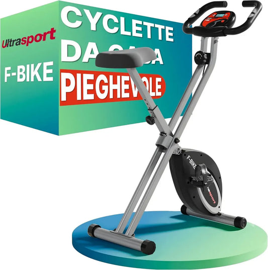 Cyclette Pieghevole Ultrasport F-Bike con Sella Confortevole e Sensori Cardio