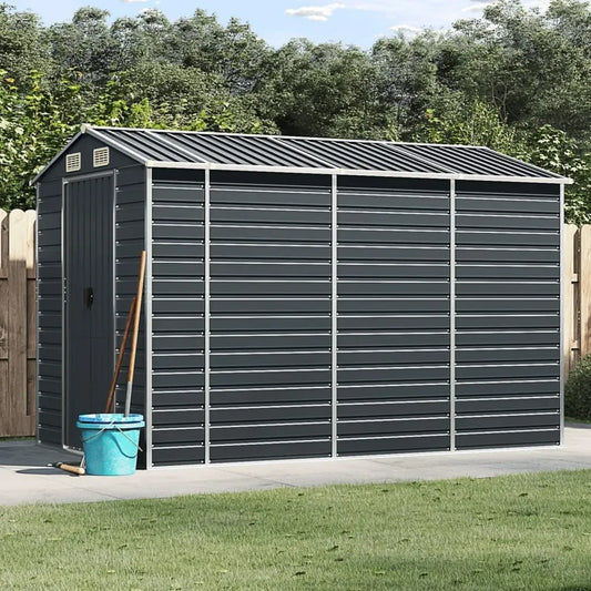 Capanno in Acciaio Zincato per Attrezzi da Giardino con Tetto a Spiovente - Antracite, 191 x 300 x 198 cm